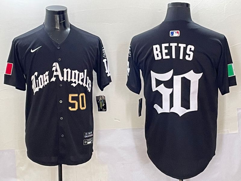 Men Los Angeles Dodgers #50 Betts Black Five generations Joint Name 2025 Nike MLB Jersey style 4->los angeles dodgers->MLB Jersey